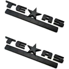 (Set of TWO) Texas Edition GLOSS BLACKED OUT 3M Stick On Emblem Badge FITS GMC Sierra Chevy Silverado Suburban Tahoe Ford F150 Dodge Ram Nissan Titan Truck