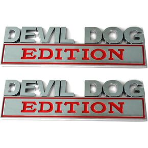 2Pcs Devil Dog Edition Emblems, Dog Edition Car Badge Bumper Letters 3D Decal Truck Sticker for Car, Truck, Rv, Boat Exterior Decoration (Matte Black)