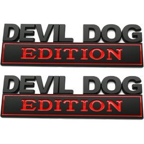 قطعتان من شعارات إصدار Devil Dog، إصدار الكلب، حروف ممتصة للصدمات، ملصق شاحنة ثلاثي الأبعاد للسيارة، الشاحنة، RV، الديكور الخارجي للقارب (أسود غير لامع)