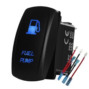 Blue Led Fuel Pump Rocker Switch with Wires 5Pin ON Off Toggle Switch for Car Truck 4x4 Chevy Tractor Side by Side UTV 12V/20A 24V/10A