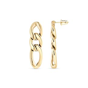 14K Gold Plated Chain Link Earrings, Gold Stud Earrings for Women and Girls