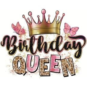 1 Sheet Birthday Queen Design Iron-On Transfer Patch for Girls, Women. Heat Transfer Stickers for Clothing.