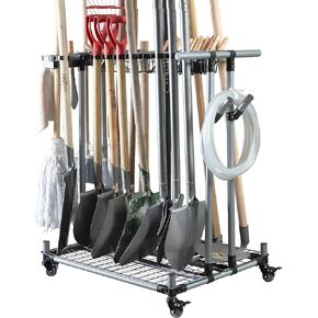 Heavy duty garden tool organizer garage storage holder storage large long farming tools lawn tool metal rack shovel and rake organizer