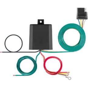 CURT 56496 Weather-Resistant Powered 3-to-2-Wire Splice-in Trailer Tail Light Converter, 4-Pin Wiring Harness , Black