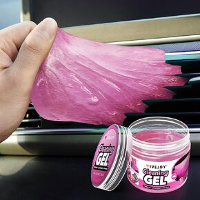 FiveJoy Car Cleaning Gel, Universal Cleaning Putty for Car Interior, Reusable Auto Detailing Tools Slime Car Cleaning Supplies for Car Vent, Keyboard Cleaner, 1 Pack (Pink)
