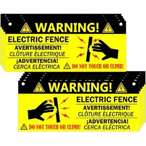 Electric Fence Warning Signs 10 Pcs Plastic Electric Fence Safe Warning Sign 10 x 4 Inch Electric Fence Sign Caution Warning Sign for Danger Electric Fence Sign Farm Home