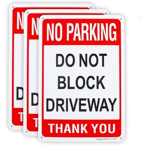 3 Pack No Parking Do Not Block Driveway Sign 10"x 7" .04" Aluminum Reflective Sign Rust Free Aluminum-UV Protected and Weatherproof