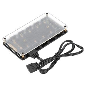 5V RGB LED Splitter Hub with PMMA Case, 12 Way 5V 3 Pin ARGB Fan Hub LED Controller with 50CM Extension Cord for ASUS/for for Aura Motherboard