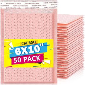 CACASO 50 حزمة بريدية فقاعية، مظاريف مبطنة مقاس 6 × 10 بوصة، مظاريف بريدية من البوليستر الوردي، مظاريف بريدية مقاومة للماء، مظاريف شحن فقاعية، أكياس شحن ذاتية الغلق لتعبئة البريد للشركات الصغيرة in Kuwait