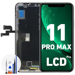 Cell Phone Screen Replacement Kit for iPhone 11 Pro Max, Responsive LCD Pro Display Digitizer with Tempered Glass, Waterproof, Easy DIY Frame Installation