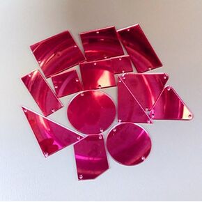 50pcs Rose Red Sewing on Mirror Rhinestones, DIY Acrylic Mirrored Beads for Costume Evening Dresses Cloth Garment Decoration