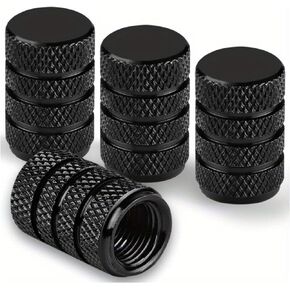 Tire Valve Stem Caps, Tire Valve Cover, Black Aluminum, 4 pcs/Pack, Anodized Finish, Universal Valve Cap Set for Cars, Trucks, Motorcycles, SUVs, and Bikes, Corrosion-Resistant