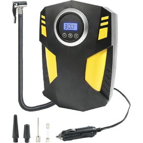 Tire Inflator Portable Air Compressor,12V DC Car Tire Pump with Digital Pressure Gauge,150 PSI Auto Shut Off with Emergency LED Flasher,Air Compressor Tire Inflator