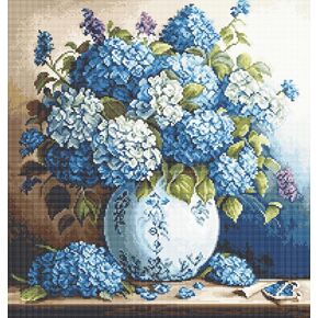 Luca-S Cross Stitch Kit Vase with Hydrangeas, B700