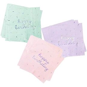 Harlow & Grey Sprinkles - Happy Birthday Napkins, 24 Napkin, Multi-Color Pack, Birthday, Kids Party, Baby’s Birthday - Disposable Paper Napkins (Bright) in Kuwait
