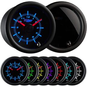 GlowShift Tinted 7 Color Analog Clock Gauge - Black Dial - Smoked Lens - 2-1/16" 52mm