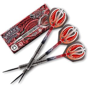 Shot! Darts Warrior Hautoa 80% Tungsten Pro Throwing Darts Steel Tip Set, Professional – Made in New Zealand – Designed Dart Flights for Women & Men – Metal Tip Bar Darts for Adults