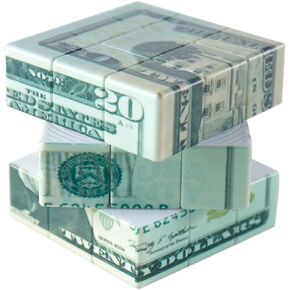 Speed Cube 3x3 Ten-Dollar Notes/Bill Back Pattern Magic Cube Puzzle,IQ Games Puzzles Relief Effect Adult Toys,5.6cm/2.2" (10 Dollars)