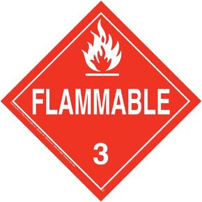 Class 3 Flammable Liquid Placard, Worded 25-pk. - 10.75" x 10.75" Removable Self Adhesive Economy Vinyl for Short-Term Applications - J. J. Keller - Complies with DOT Hazmat Placard Requirements