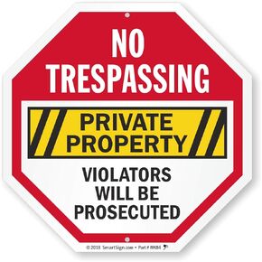 SmartSign “Private Property - No Trespassing" Decal Set | Two 4"x4" & One 2.75"x2.75" EG Reflective Adhesive Decals