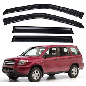 Lightronic WV94744 Outside-Mount Side Window Visors Deflectors Vent Rain Guards, Dark Smoke, 4-Pieces Set, Fits 2003-2008 Honda Pilot