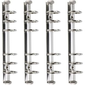 4 Pack Notebook Mechanisms Replacement Kit A5 Metal 6-Ring Binder Mechanism Metal Loose Leaf Binders for Organizers DIY Planners Loose Leaf Notebook