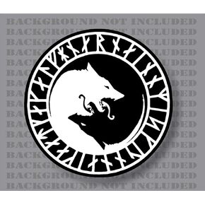 Odin Thor Viking Norse Wolf Seal Sticker Decal Wolves Ying yang Awe Protection (2 Pack 3")