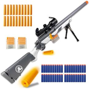 M24 Soft Bullet Toy Gun, Empty Shell Ejecting Design, Enhanced Scope, 40 Soft Foam Darts, 20 Shells, 2 Magazines. Outdoor Toys, Toy Dart Blaster for Boys and Girls