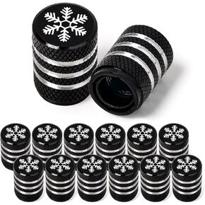 Ouzorp Car Tire Caps, 12 Pack Valve Stem Caps with Plastic Liner Corrosion Resistant Leak, Universal Tire Valve Stem Caps for Cars, SUVs, Bike and Bicycle, Trucks, Motorcycles (Snowflake)