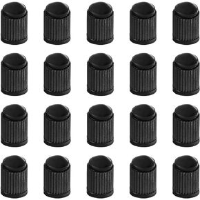 20PCS Car Tire Stem Valve Caps, Tyre Valve Stem Cover with O Rubber Ring, Universal Airtight Seal Dustproof Wheel Stem Covers for SUVs, Motorcycles, Trucks, Car Accessories (Black)