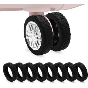 8Pcs Suitcases Wheel Covers,Silicone Luggage Compartment Wheel Protection Cover for Most 8 Spinner Wheels,Noise Reducing & Anti-Scratch Luggage Wheel Protectors(Black)