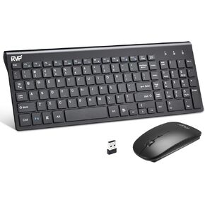 Wireless Keyboard and Mouse Ultra Slim Combo, 2.4GHz Cordless USB Mouse and Keyboard PC Laptop Computer - Black