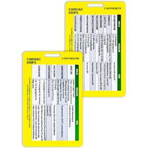 Vertical Cardiac Drip Badge Card Cardiac Cheat Card for Nurses, RN Students, and Nursing Clinicians – Premium Emergency Nurse Badge Reference Card – Durable and Sturdy Design