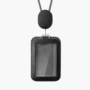 Orbitkey ID Card Holder Pro | Made with LWG-Certified Top Grain Leather and Durable Dyneema Cord | Holds 1 Access Card & 2 RFID Cards | Interchangeable Orientation | (with Lanyard, Stone)