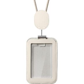 Orbitkey ID Card Holder Pro | Made with LWG-Certified Top Grain Leather and Durable Dyneema Cord | Holds 1 Access Card & 2 RFID Cards | Interchangeable Orientation | (with Lanyard, Stone)