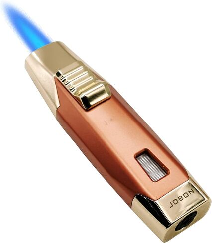 JOBON Torch Lighter, Adjustable Double Jet Flame Refillable Lighter with Gas Window for Candle Grill Baking Camping (Butane Not Included) (Gold) in Kuwait