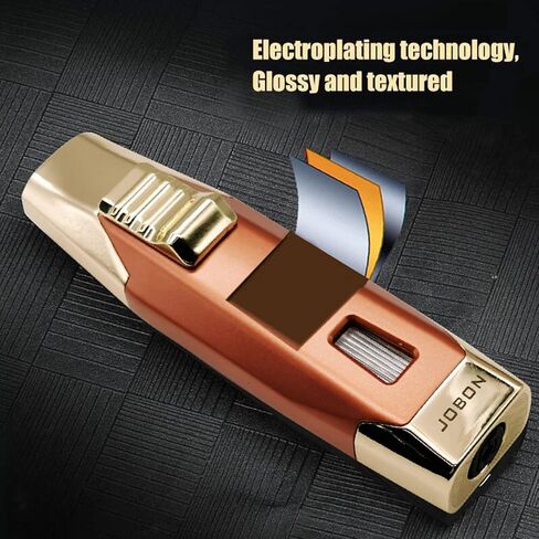 JOBON Torch Lighter, Adjustable Double Jet Flame Refillable Lighter with Gas Window for Candle Grill Baking Camping (Butane Not Included) (Gold) in Kuwait