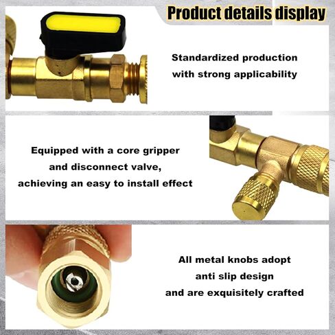 RYANSTAR RACING HVAC Service Wrench and Valve Core Remover Installer Tool Set with Hex Bit Adapter, Dual Size SAE 1/4 & 5/16 Port, 10 PCS Valve Cores with Teflon Seal, 5 PCS Brass Nuts for HVAC Repair in Saudi Arabia