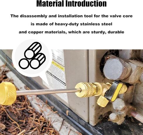 RYANSTAR RACING HVAC Service Wrench and Valve Core Remover Installer Tool Set with Hex Bit Adapter, Dual Size SAE 1/4 & 5/16 Port, 10 PCS Valve Cores with Teflon Seal, 5 PCS Brass Nuts for HVAC Repair in Saudi Arabia