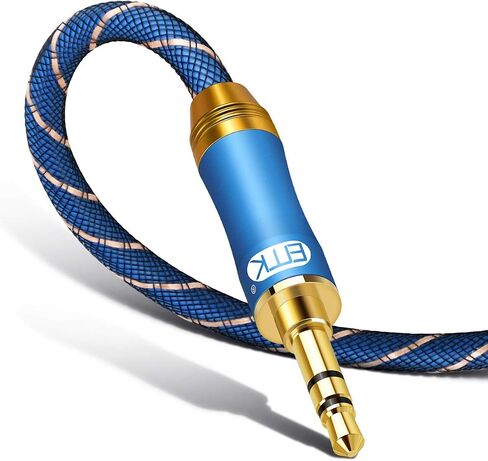 AUX Cable,EMK 3.5mm Nylon Braided Auxiliary Audio Cable [24KGold-Plated,Hi-fi Sound Quality] Tangle-Free AUX Cable for Headphones,Laptop,Phones,Tablets,MP3 Players,Car Stereos and More (3.3ft/1m) in Saudi Arabia