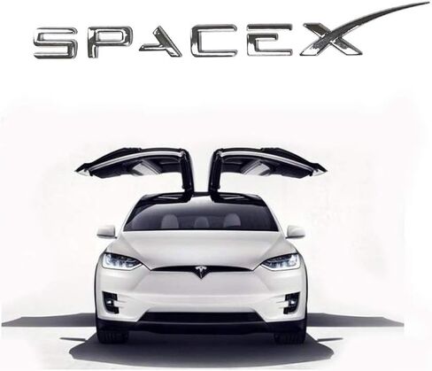 Spacex الشارات ثلاثية الأبعاد سيارة معدنية شعار خلفي بحقيبة السيارة ملصق شارة الشارات متوافق تسلا نموذج S نموذج 3 نموذج X اكسسوارات الديكور in Saudi Arabia