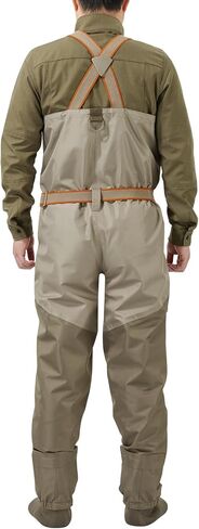 BASSDASH Men’s IMMERSE Tan Waders Waterproof Breathable Fly Fishing Stocking Foot Chest Waders for Hunting Lightweight in Saudi Arabia