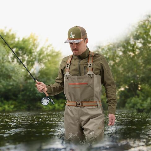 BASSDASH Men’s IMMERSE Tan Waders Waterproof Breathable Fly Fishing Stocking Foot Chest Waders for Hunting Lightweight in Saudi Arabia