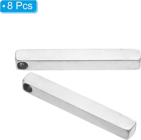 PATIKIL 8pcs Metal Stamping Blanks, Rectangle Stamping Tags Blanks 38x5mm DIY Aluminum Steel Tag Solid Bar Pendants, Silvery in Saudi Arabia