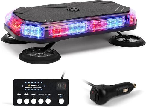 Xprite 42 LED Roof Top Strobe Light, High Visibility Emergency Hazard Warning Flashing Light Bar w/Control Panel for Firefighter POV Ambulance Vehicle Trucks - White Red in Saudi Arabia