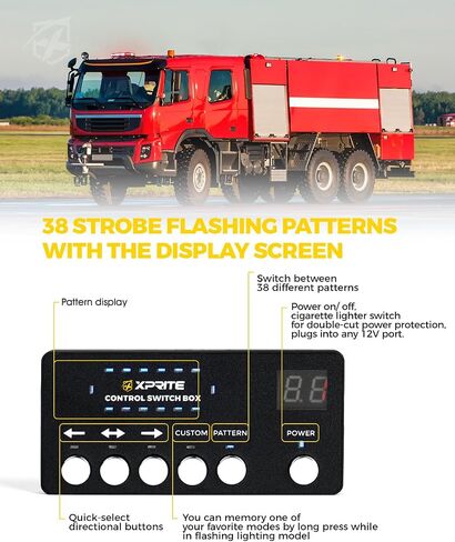 Xprite 42 LED Roof Top Strobe Light, High Visibility Emergency Hazard Warning Flashing Light Bar w/Control Panel for Firefighter POV Ambulance Vehicle Trucks - White Red in Saudi Arabia