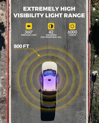 Xprite 42 LED Roof Top Strobe Light, High Visibility Emergency Hazard Warning Flashing Light Bar w/Control Panel for Firefighter POV Ambulance Vehicle Trucks - White Red in Saudi Arabia