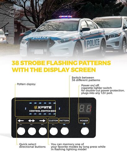 Xprite 42 LED Roof Top Strobe Light, High Visibility Emergency Hazard Warning Flashing Light Bar w/Control Panel for Firefighter POV Ambulance Vehicle Trucks - White Red in Saudi Arabia