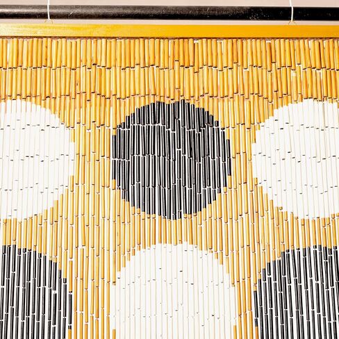 Black and White Dots Bamboo Beaded Curtains for Doorways, Door Beads Curtains, Hanging Bamboo Curtain, 36 x78 inches in Saudi Arabia