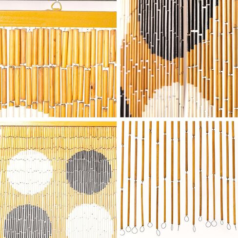 Black and White Dots Bamboo Beaded Curtains for Doorways, Door Beads Curtains, Hanging Bamboo Curtain, 36 x78 inches in Saudi Arabia